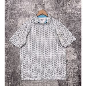 Straight Down Polo Shirt Medium Mens White Motorcycle Golf Performance Fabric